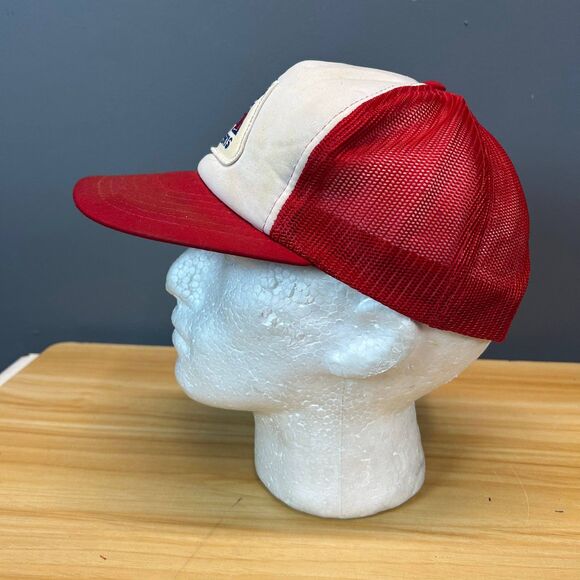 Vintage Big A Auto Parts Trucker Hat Red White Mesh Snapback Cap USA Patch - Picture 5 of 7